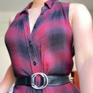 Plaid Button Down Vest/Dress/Tunic